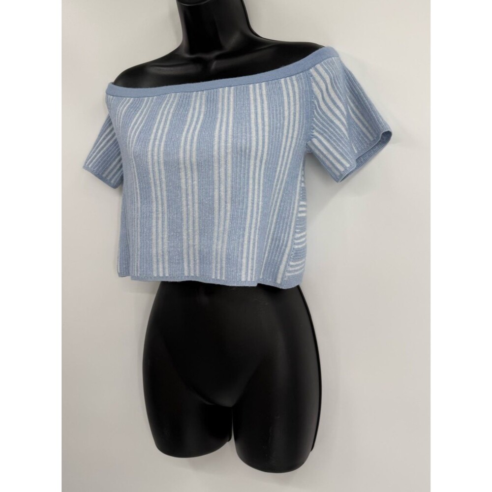 NWT Aerie Reversible Cropped Top Sweater | Blue / White | XL
